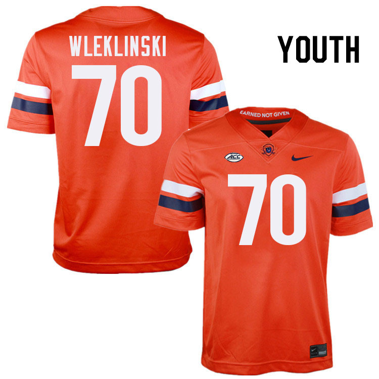 Youth Virginia Cavaliers #70 Dane Wleklinski College Football Jerseys Stitched-Orange